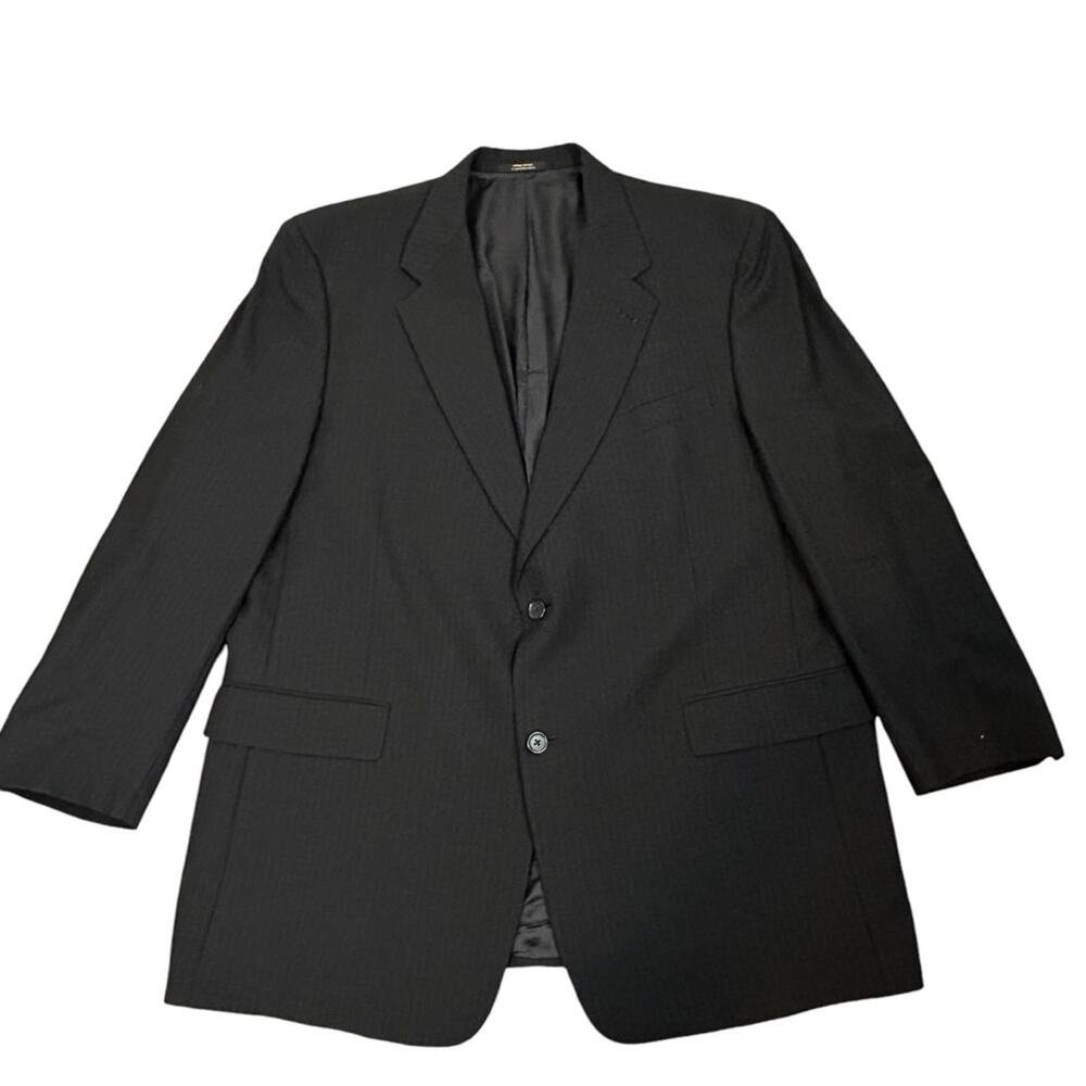 Hart Schaffner Marx Jacket Mens Size 46R Black PinStripe 2 Buttons Business